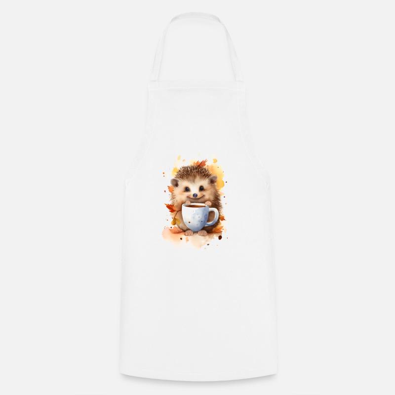 Hérisson avec style aquarelle café - Tablier de cuisine - blanc