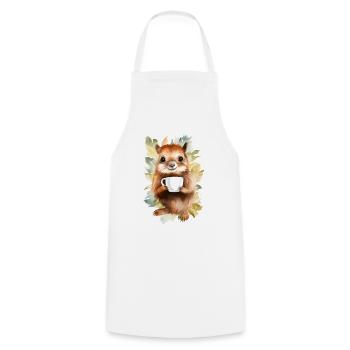 Écureuil avec style aquarelle café - Tablier de cuisine - blanc - Devant - AI Model Male 185 dark (185cm)