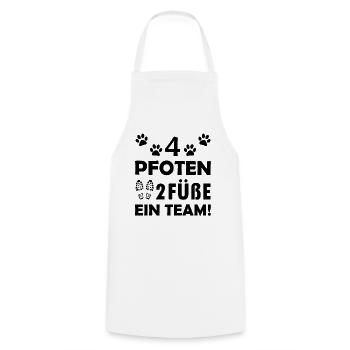 Vier Pfoten zwei Füße ein Team Hunde Sprüche - Kochschürze - Weiß - Vorne - AI Model Male 185 dark (185cm)