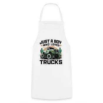 Juste un garçon qui aime les camions et les voitures - Tablier de cuisine - blanc - Devant - AI Model Male 185 dark (185cm)