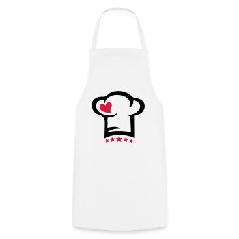 Cuisiner, coeur, chef, cuisine, toque, 5 étoiles - Tablier de cuisine - blanc - Devant - AI Model Male 185 dark (185cm)