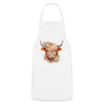Cadeau personnalisé de vache écossaise Highland pour les filles - Tablier de cuisine - blanc - Devant - AI Model Male 185 dark (185cm)