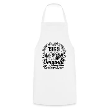 1969 December Original 55 Years Anniversary Gift - Cooking Apron - white - Front - AI Model Male 185 dark (185cm)