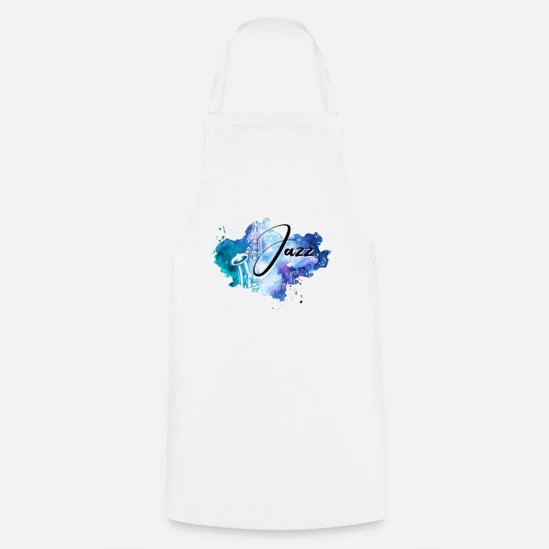 Femmes Jazz Blue Music Notes Saxophone de couleur - Tablier de cuisine - blanc