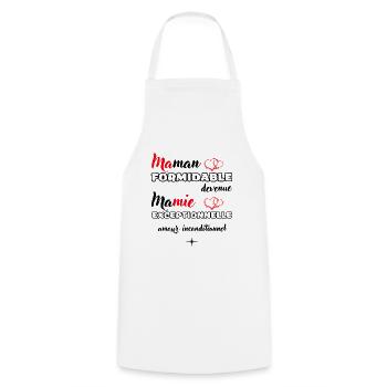 Cadeau mamie et maman personnalisé fête grand mère - Tablier de cuisine - blanc - Devant - AI Model Male 185 dark (185cm)