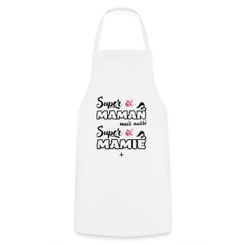 Super maman et super mamie Cadeau grand-mère mamy - Tablier de cuisine - blanc - Devant - AI Model Male 185 dark (185cm)