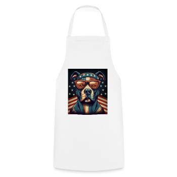 Patriote Pitbull Drapeau américain Pitbull Patriotique - Tablier de cuisine - blanc - Devant - AI Model Male 185 dark (185cm)