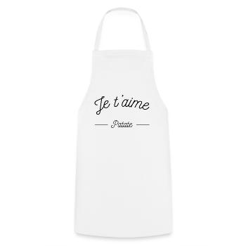 je t'aime patate - Tablier de cuisine - blanc - Devant - AI Model Male 185 dark (185cm)