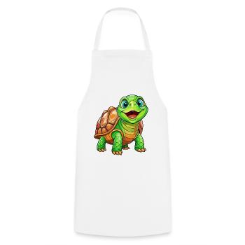 Méga Tortue Mignonne - Tablier de cuisine - blanc - Devant - AI Model Male 185 dark (185cm)
