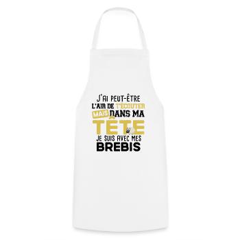 Brebis Mouton Agneau Laine Humour Ferme Agricole - Tablier de cuisine - blanc - Devant - AI Model Male 185 dark (185cm)
