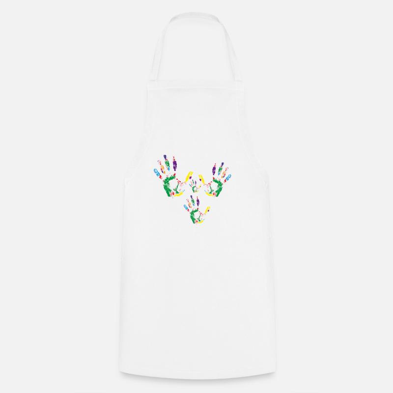 4 empreintes de mains - Tablier de cuisine - blanc