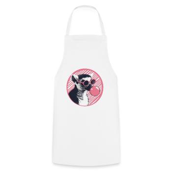 Lémurien avec lunettes de soleil et chewing-gum rose - Tablier de cuisine - blanc - Devant - AI Model Male 185 dark (185cm)