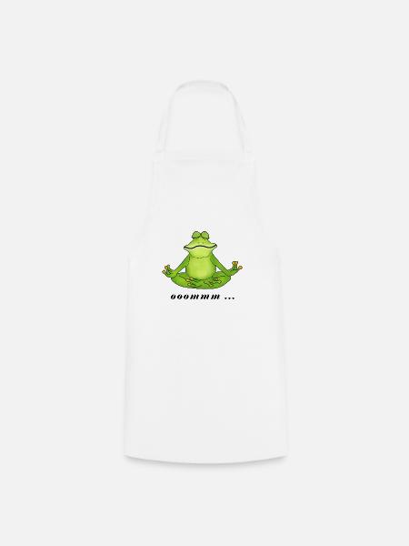 OM, méditation, grenouille - Tablier de cuisine - blanc