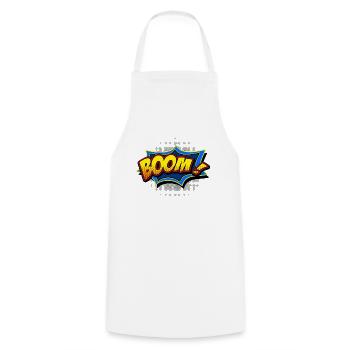 boom - bande dessinée - Tablier de cuisine - blanc - Devant - AI Model Male 185 dark (185cm)