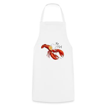 Le chef, chef, cuisinière, homard - Tablier de cuisine - blanc - Devant - AI Model Male 185 dark (185cm)