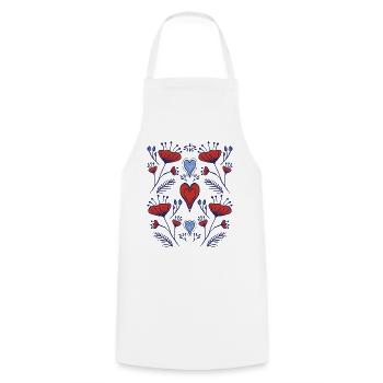Mohnwiese_Folk Art - Tablier de cuisine - blanc - Devant - AI Model Male 185 dark (185cm)