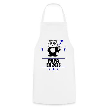 Papa en 2025,Bientôt papa,Annonce Grossesse,Bébé - Tablier de cuisine - blanc - Devant - AI Model Male 185 dark (185cm)