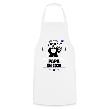 Papa en 2025,Bientôt papa,Annonce Grossesse,Bébé - Tablier de cuisine - blanc - Devant - AI Model Male 185 dark (185cm)