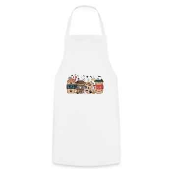 Dog mom coffee lover, warm cozy winter, latte iced - Cooking Apron - white - Front - AI Model Male 185 dark (185cm)