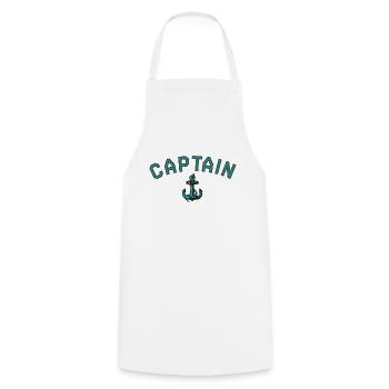 Captainanker - Kochschürze - Weiß - Vorne - AI Model Male 185 dark (185cm)