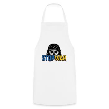 Stop War - Cooking Apron - white - Front - AI Model Male 185 dark (185cm)