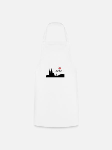 Ich liebe Köln - Silhouette Kölner Dom - Heimat - Kochschürze - Weiß