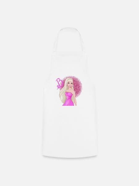 Kultpuppe in Pink - Kochschürze - Weiß
