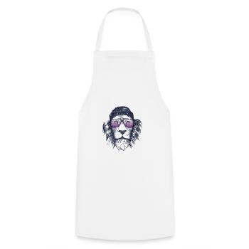 Löwen-Hipster T-Shirt - Kochschürze - Weiß - Vorne - AI Model Male 185 dark (185cm)