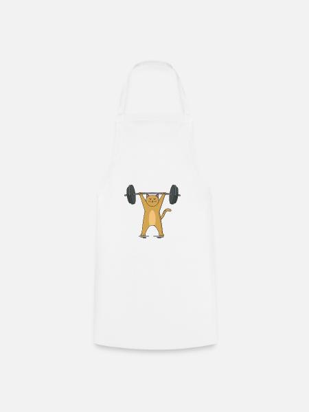 Katze Barbell - Kochschürze - Weiß
