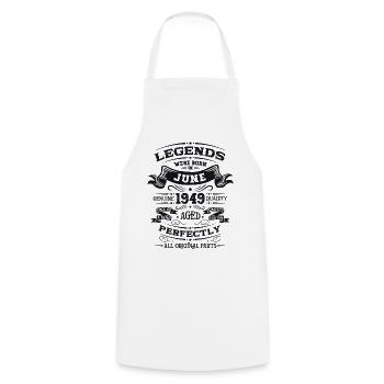 75th Birthday Legend June 1949 Born 1949 - Cooking Apron - white - Front - AI Model Male 185 dark (185cm)