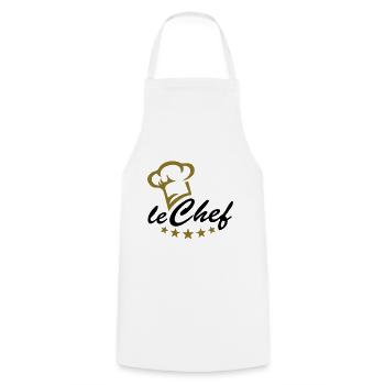 5 étoiles chef, cuisinier, restaurant, hôtel, Cinq - Tablier de cuisine - blanc - Devant - AI Model Male 185 dark (185cm)