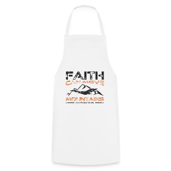 Faith can move Mountains, christliches Geschenk. - Kochschürze - Weiß - Vorne - AI Model Male 185 dark (185cm)