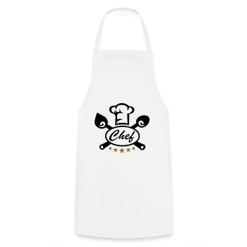 Cook Chef 5 stars gift best hat kitchen birthday - Cooking Apron - white - Front - AI Model Male 185 dark (185cm)