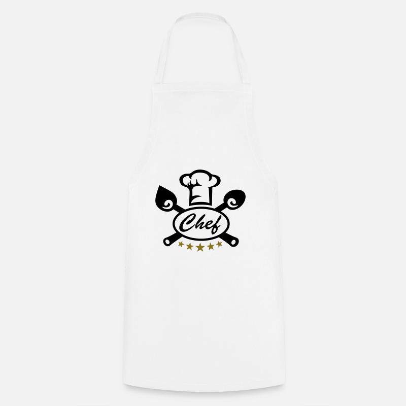 Koch, 5 Sterne, Geschenk Chef, Chefkoch, Kochmütze - Kochschürze - Weiß