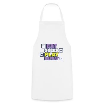 Eat, Sleep, Play, Replay - Gamer - Cooking Apron - white - Front - AI Model Male 185 dark (185cm)