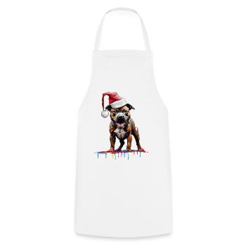 Staffordshire Bull Terrier in a Christmas Hat - Cooking Apron - white - Front - AI Model Male 185 dark (185cm)