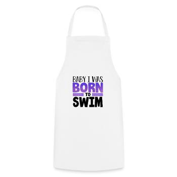Cadeau de nageur Bébé je suis né pour nager Cadeau pour - Tablier de cuisine - blanc - Devant - AI Model Male 185 dark (185cm)