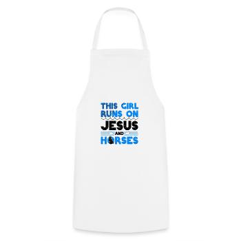 Horse Lover Girl Runs on Jesus and Horses - Cooking Apron - white - Front - AI Model Male 185 dark (185cm)