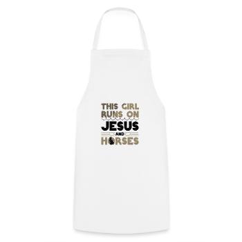 Horse Lover Girl Runs on Jesus and Horses - Cooking Apron - white - Front - AI Model Male 185 dark (185cm)