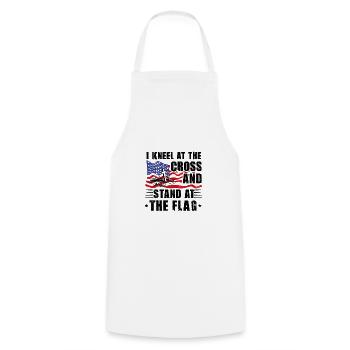 Patriotic Christian Kneel at Crass Stand At Flag - Cooking Apron - white - Front - AI Model Male 185 dark (185cm)