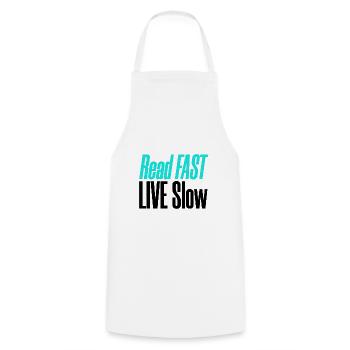 Cadeau lecteur Lire Fast Live Slow Book Lover Cadeaux - Tablier de cuisine - blanc - Devant - AI Model Male 185 dark (185cm)