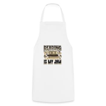 Reading is My Jam Fun Book Lover Gifts for - Cooking Apron - white - Front - AI Model Male 185 dark (185cm)