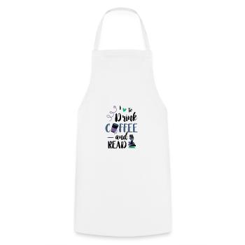 Love to Drink Coffee and Read Books Coffee - Cooking Apron - white - Front - AI Model Male 185 dark (185cm)