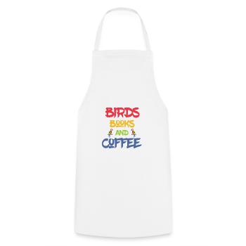 Livre Amoureux Oiseaux Livres et Café Drinker Cadeau - Tablier de cuisine - blanc - Devant - AI Model Male 185 dark (185cm)