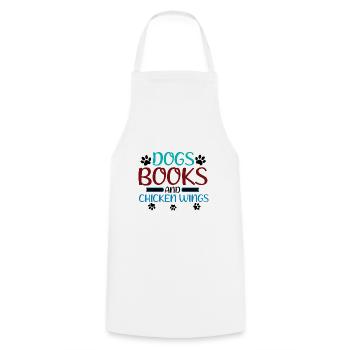 Book Lover Gift Dogs Livres et Chicken Wings Cadeaux - Tablier de cuisine - blanc - Devant - AI Model Male 185 dark (185cm)