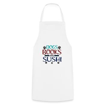 Sushi Fan Cadeaux Chiens Livres et Sushi Dog Lover - Tablier de cuisine - blanc - Devant - AI Model Male 185 dark (185cm)
