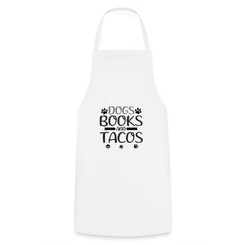 Book Lover Gift Dogs Livres et Tacos Cadeau pour - Tablier de cuisine - blanc - Devant - AI Model Male 185 dark (185cm)