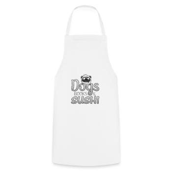 Dog Lover Cadeaux Chiens Livres et Sushi - Tablier de cuisine - blanc - Devant - AI Model Male 185 dark (185cm)