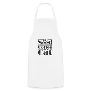 Coffee Drinking Cat Lover Gift All I Need is - Cooking Apron - white - Front - AI Model Male 185 dark (185cm)