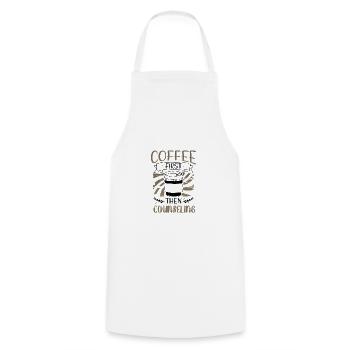 Counselor Gifts Coffee First then Counseling Gifts - Cooking Apron - white - Front - AI Model Male 185 dark (185cm)